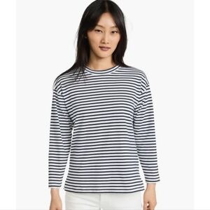 AYR Black and White Striped Crewneck Long Sleeve T-shirt Extra Small